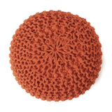 REDEARTH Hand Knitted Cable Pouf Ottoman Burnt Orange