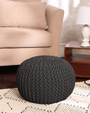 REDEARTH Hand Knitted Cable Pouf Ottoman Dark Gray