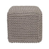REDEARTH Hand Knitted Cable Pouf Ottoman Taupe