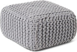 Hand Knitted Cable Pouf Ottoman