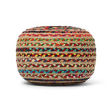 REDEARTH Jute Braided Pouf Ottoman Multi