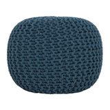 REDEARTH Hand Knitted Cable Pouf Ottoman Teal