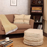 REDEARTH Tufted Boho Throw Pillow Covers Contructed Frill Natural