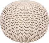 REDEARTH Hand Knitted Cable Pouf Ottoman Ivory