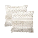 REDEARTH Tufted Boho Throw Pillow Covers Contructed Frill Natural