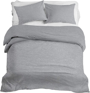 REDEARTH Jersey Knit Cotton Duvet Cover Set Gray 