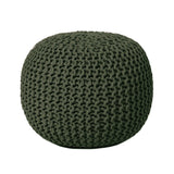 REDEARTH Hand Knitted Cable Pouf Ottoman Olive