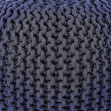 REDEARTH Hand Knitted Cable Pouf Ottoman Navy Blue