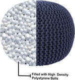 REDEARTH Hand Knitted Cable Pouf Ottoman Navy Blue