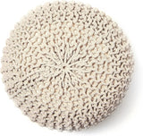 REDEARTH Hand Knitted Cable Pouf Ottoman Ivory