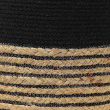 REDEARTH Jute Braided Pouf Ottoman Cylindrical Color Blocked Braided Black Natural