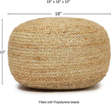 REDEARTH Jute Braided Pouf Ottoman Natural