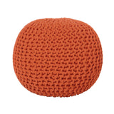 REDEARTH Hand Knitted Cable Pouf Ottoman Burnt Orange