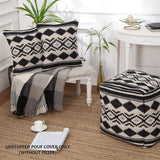 REDEARTH Tufted Boho Throw Pillow Covers Concentric Diamonds Black