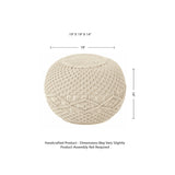 REDEARTH Round Pouf Ottoman -Macrame Hand Knitted Poof Pouffe Ottoman Cover Accent Chair Seat Footrest for Living Room, Bedroom, Nursery, kidsroom, Patio, Gym; 100% Cotton (19x19x14; Natural)