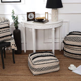 UNSTUFFED Pouf Ottoman Cover - REDEARTH Textured Storage Cube Bean Bag Poof Pouffe Seat Footrest For Living Room, Bedroom, Nursery, Kidsroom, Patio; 100% Cotton (20"X20"X8"; Black Natural)