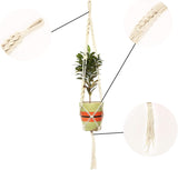 REDEARTH Macrame Woven Plant Hanger -Boho Chic Plant Hanging Planter Holder Stand for Flower Pots Vases Indoor Outdoor Art Décor;100% Cotton (4 Legs, Natural) Set of 3