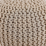 REDEARTH Round Hand Knitted Pouf - Foot Stool Bean Bag Ottoman - Cord Boho Pouffe - Poof Accent Beanbag Chair Footrest For The Living Room, Bedroom, Nursery, Patio, Lounge (19”x19”x14”; Gray+Natural)