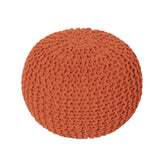 REDEARTH Round Pouf Ottoman -Hand Knitted Cable Boho Poof -Pouffe Accent Chair Circular Seat Footrest for Living Room, Bedroom, Nursery, kidsroom, Patio, Gym; 100% Cotton (19x19x14; Burnt Orange)