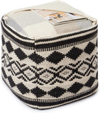 UNSTUFFED Pouf Ottoman Cover - REDEARTH Textured Storage Cube Bean Bag Pouffe Accent Chair Seat Footrest for Living Room, Bedroom, Nursery, Kidsroom; 100% Cotton(20"X20"X20", Linear Diamonds Black)
