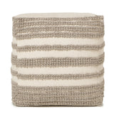 UNSTUFFED Pouf Ottoman Cover -REDEARTH Boho Textured Storage Square Poof, Pouffe Extra Seat Space Saver for Living Room, Bedroom, Nursery, Kidsroom, Patio; 100% Cotton (20x20x20; Taupe)