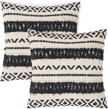 REDEARTH Textured Throw Pillow Cushion Covers-Hand Woven Tufted Decorative Farmhouse Cases set for couch, sofa, bed, chair, dining, patio, outdoor; 100% Cotton (18x18"; Black) Pack of 2