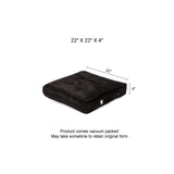 REDEARTH Velvet Floor Pillows-Premium Rayon Cotton Velvet Washable Plush Extra Soft Square seat Cushion with Handle for Dining, Patio, Office, Hardwood Floor (22x22x4; Black) Pack of 2
