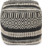 UNSTUFFED Pouf Ottoman Cover - REDEARTH Textured Storage Cube Bean Bag Poof Pouffe Accent Chair Seat Footrest For Living Room, Bedroom, Nursery, Kidsroom;100% Cotton(20"X20"X20", Char Delineate Black)