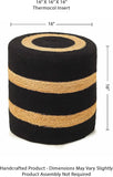 REDEARTH · Cylindrical Pouf Foot Stool Ottoman - Jute Braided Pouffe Poof Accent Sitting Footrest for The Living Room, Bedroom, Nursery, Patio, Lounge & Other Rooms (14.5”x14.5”x16”; Black Natural)