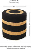 REDEARTH Cylindrical Pouf Foot Stool Ottoman | Cotton and Jute Braided Boho Pouffe Poof Accent Beanbag Chair Footrest for The Living Room, Bedroom, Nursery, Patio, Lounge (16"x16"x16", Black Natural)