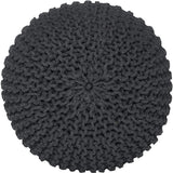 REDEARTH Round Pouf Foot Stool Ottoman -Cotton Hand Knitted Dori Pouffe, Cord Boho Home Décor, Stuffed Cable Poof Accent Chair for Living Room, Bedroom, Nursery, Kidsroom (19”x19”x14”; Dark Gray)