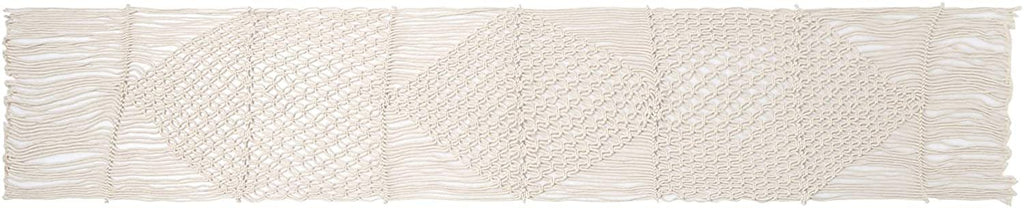 REDEARTH Macrame Table Runner-Hand Woven Exquisite Artisan Made Boho Decorative Table Linen for Dining Table, Coffee Table, Console, Dresser; 100% Cotton (14x86; Natural)