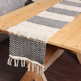 REDEARTH Table Runner-Hand Woven Exquisite Artisan Made Boho Decorative Table Runner for Dining Table, Coffee Table, Console, Dresser; 100% Cotton (14x72"; Black)