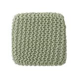 REDEARTH Cube Pouf Foot Stool Ottoman - Hand Knitted - Cord Boho Pouffe - Cotton Poof Accent Chair Footstool For Indoor Home Decor, Kids, Living Room, Bedroom, Nursery, Patio, Lounge16x16x16; Kiwi