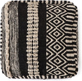 UNSTUFFED Pouf Ottoman Cover - REDEARTH Textured Storage Cube Bean Bag Poof Pouffe Accent Chair Seat Footrest For Living Room, Bedroom, Nursery, Kidsroom;100% Cotton(20"X20"X20", Char Delineate Black)