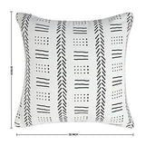 REDEARTH Printed Throw Pillow Cushion Covers-Woven Decorative Farmhouse Cases Set for Couch, Sofa, Bed, Chair, Dining, Patio, Outdoor, car; 100% Cotton (18x18; Ivory) Pack of 2