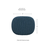 REDEARTH Round Pouf Bean Bag Ottoman -Foot Stool Hand Knitted, Home Decor Pouffe Ready to Use, Cable Boho Poof Beanbag Chair Footrest for Living Room, Bedroom, Nursery, Patio (19”x19”x14”; Teal)