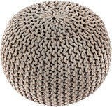 REDEARTH Round Pouf Foot Stool Bean Bag Ottoman -Cable Knitted Boho Pouffe, Hoem Decor Poof Accent Beanbag Chair Ready to Use for Living Room, Bedroom, Nursery, Patio, Lounge (19"x19" x14", Taupe)