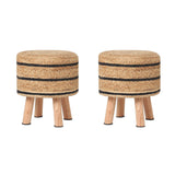 REDEARTH Foot Stool -Handmade Wooden 4 Legs Jute Seat Footrest for Living Room, Bedroom, Nursery, kidsroom, Patio, Gym; 90% Jute 10% Cotton (16