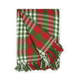 REDEARTH Christmas Plaid Throw Blanket -medium weight soft lap blanket for sofa bed couch chairs loveseats car, living, indoor/ outdoor use 100% Cotton (50x60"; Red)