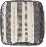 UNSTUFFED Pouf Ottoman Cover Textured Storage Cube Bean Bag Poof Pouffe Accent Chair Seat Footrest for Living Room, Bedroom, Patio, Gym; 100% Cotton (20"X20"X20", Precis Descant Gray)