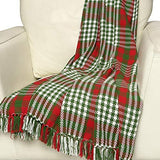 REDEARTH Christmas Plaid Throw Blanket -medium weight soft lap blanket for sofa bed couch chairs loveseats car, living, indoor/ outdoor use 100% Cotton (50x60"; Red)