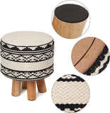 REDEARTH Foot Stool -Handmade Wooden 4 Legs Tufted Seat Footrest for Living Room, Bedroom, Nursery, kidsroom, Patio, Gym; 100% Cotton (16x14x14; Natural)