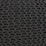 REDEARTH Round Pouf Foot Stool Ottoman -Cotton Hand Knitted Dori Pouffe, Cord Boho Home Décor, Stuffed Cable Poof Accent Chair for Living Room, Bedroom, Nursery, Kidsroom (19”x19”x14”; Dark Gray)