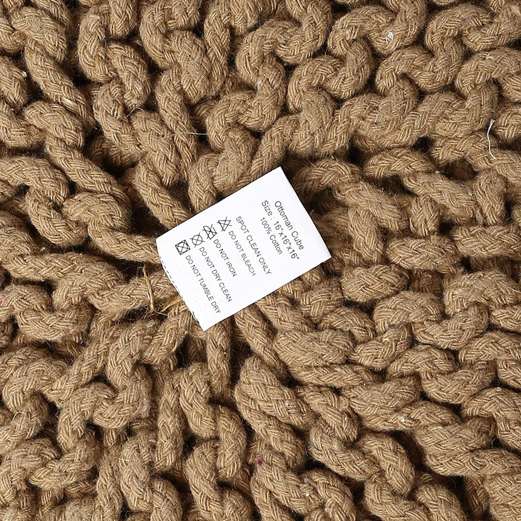 Cylindrical Puff · REDEARTH · Pouf Ottoman - Cylindrical Knitted Poof - Cord Boho Pouff