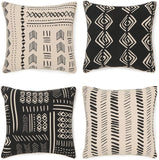 REDEARTH Printed Throw Pillow Cushion Covers-Woven Decorative Farmhouse Cases set for couch, sofa, bed, chair, dining, patio, outdoor, car; 100% Cotton (18x18