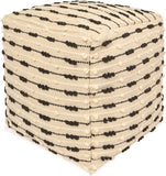 UNSTUFFED Pouf Ottoman Cover - REDEARTH Textured Storage Cube Boho Bean Bag Chair Seat Footrest Stool For Living Room, Bedroom,Nursery, Farmhouse, Kidsroom, Patio, Gym; 100% Cotton (20X20X20; Natural)