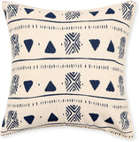 REDEARTH Printed Throw Pillow Cushion Covers-Woven Decorative Farmhouse Cases set for couch, sofa, bed, chair, dining, patio, outdoor, car; 100% Cotton (18x18"; Indigo1) Pack of 4