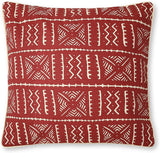 REDEARTH Printed Throw Pillow Cushion Covers-Woven Decorative Farmhouse Cases set for couch, sofa, bed, farmhouse, chair, dining, patio, outdoor, car; 100% Cotton (18x18"; Deep Red) Pack of 4