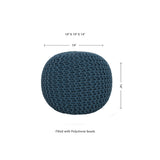 REDEARTH Round Pouf Bean Bag Ottoman -Foot Stool Hand Knitted, Home Decor Pouffe Ready to Use, Cable Boho Poof Beanbag Chair Footrest for Living Room, Bedroom, Nursery, Patio (19”x19”x14”; Teal)